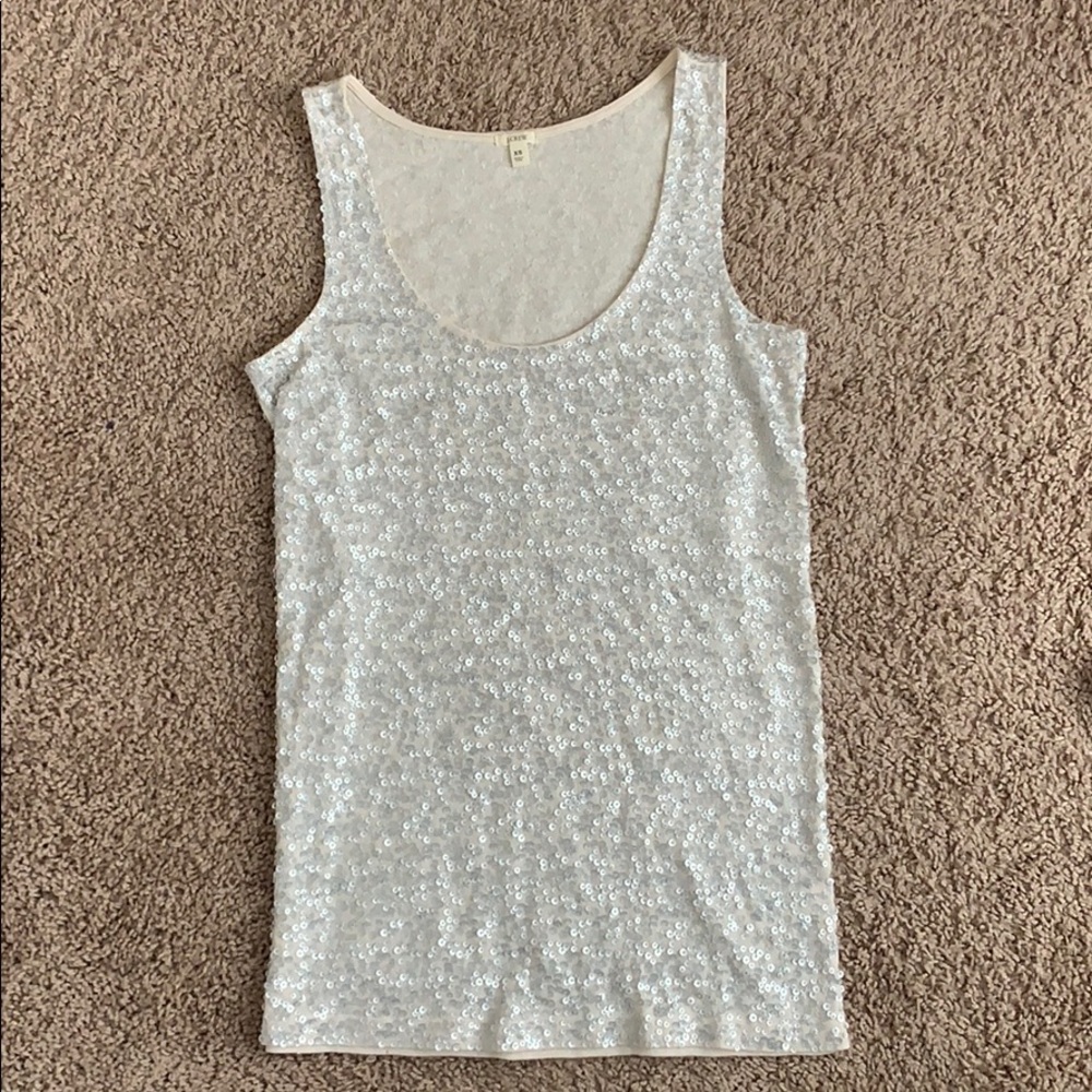 Jcrew sequined silver tank size XS